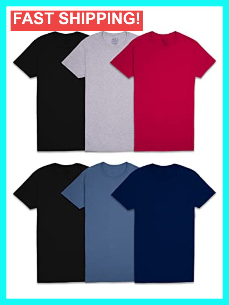 6-Pack Men's Undershirts, Moisture Wicking, Tag Free, Crew Neck, Short Sleeve